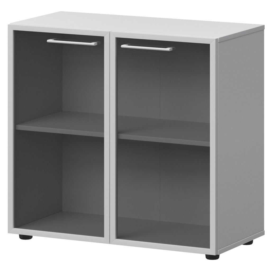 Шкаф низкий со стеклом в ал. рамке СМШ28RS(Б) Белый 792x380x811 Кортез — 2