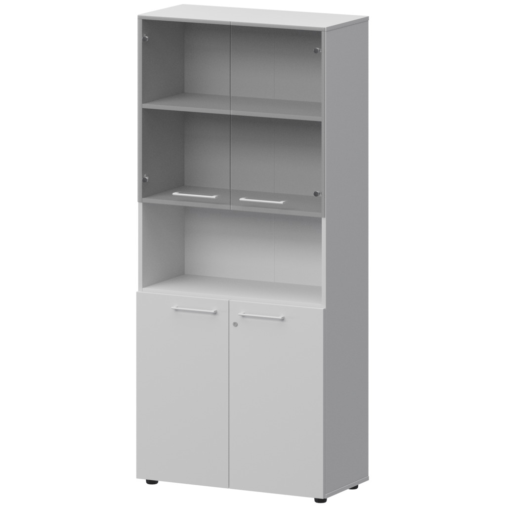 Шкаф высокий полузакрытый с стеклом СМШ58.28F.28S(Б) Белый 792x380x1990 Кортез — 2