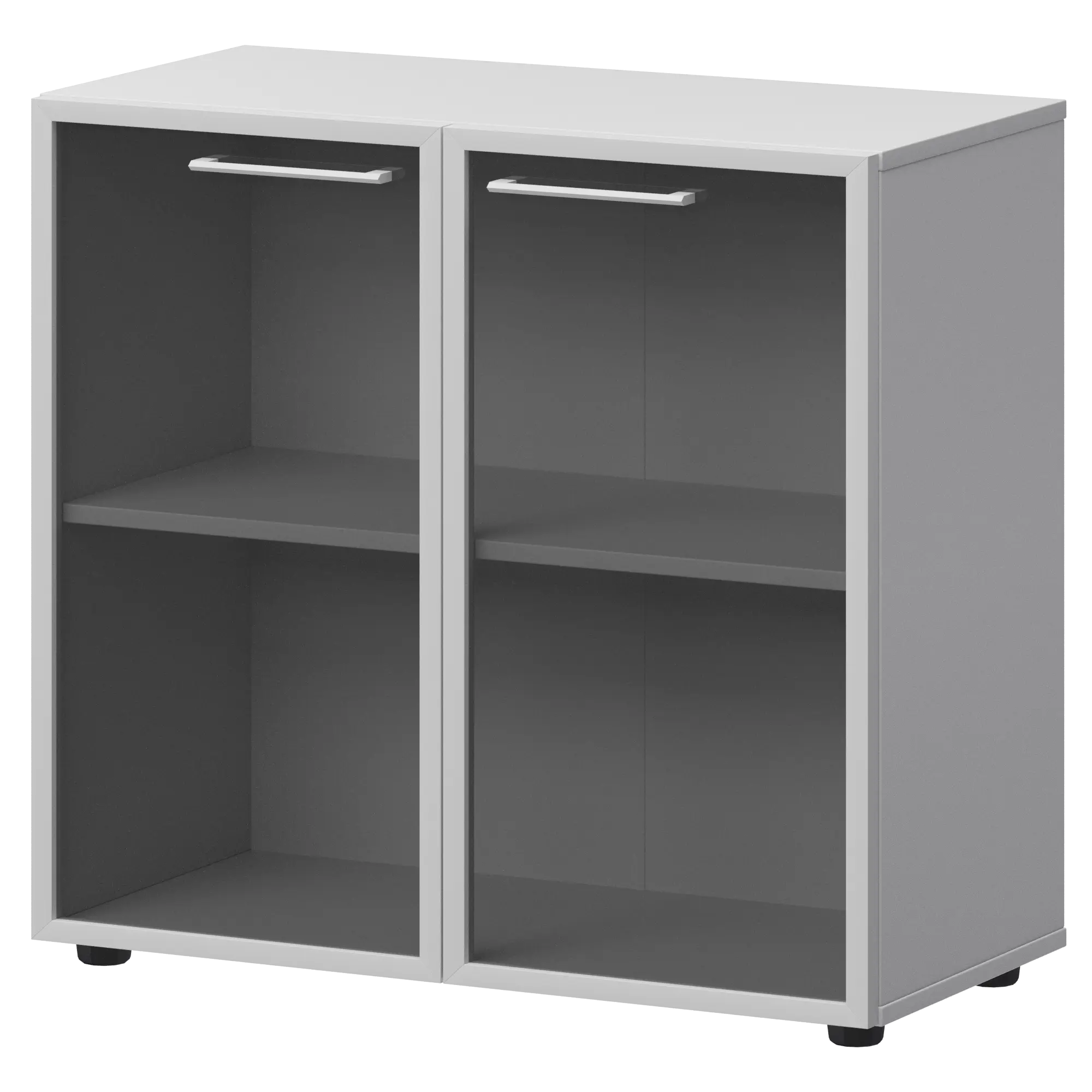 Шкаф низкий со стеклом в ал. рамке СМШ28RS(Б) Белый 792×380×811 Кортез