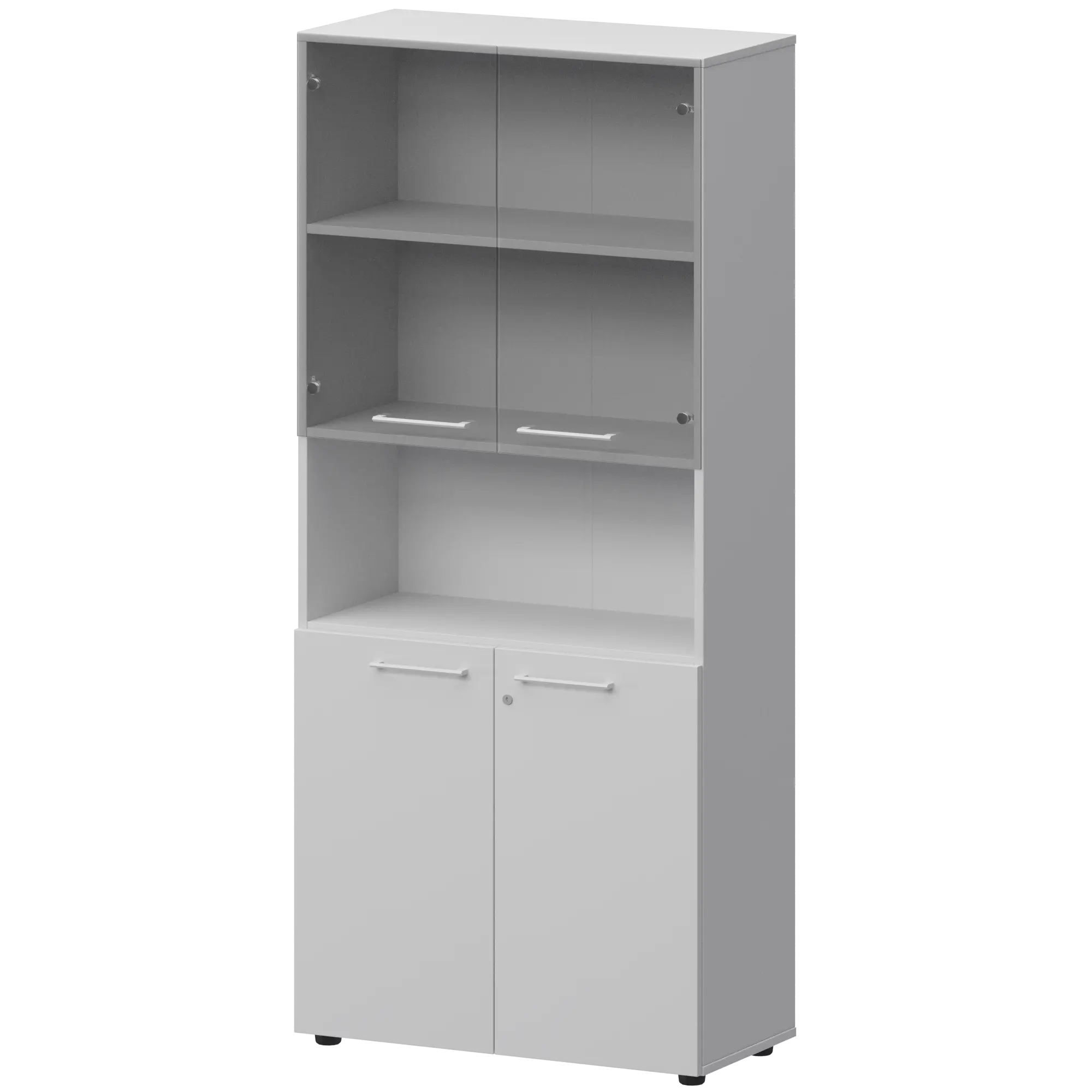 Шкаф высокий полузакрытый с стеклом СМШ58.28F.28S(Б) Белый 792×380×1990 Кортез