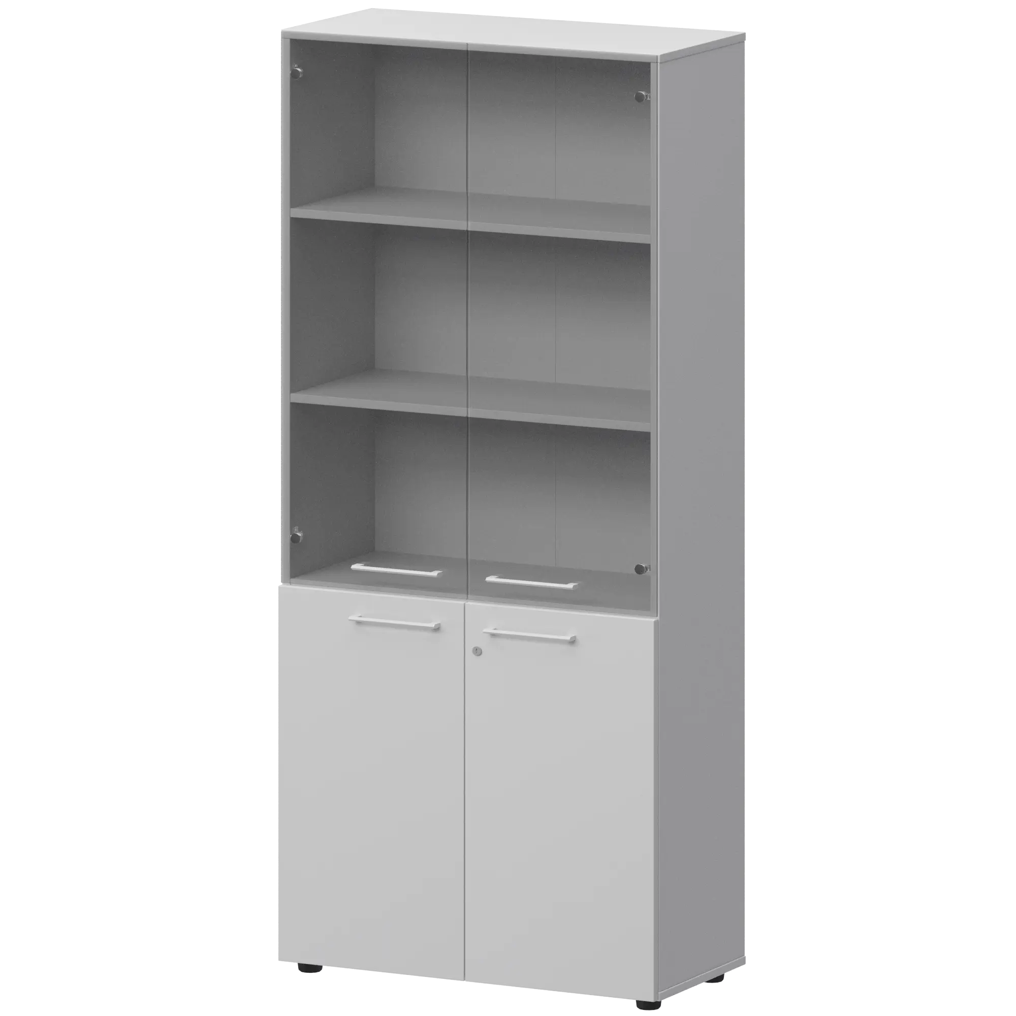 Шкаф высокий закрытый с стеклом СМШ58.28F.38SМ(Б) Белый 792×380×1990 Кортез
